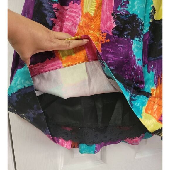 Trina Turk Multi-Color Abstract  Pleated Skirt  Sz:2 - Picture 4 of 7